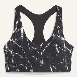 Old Navy • NWT Power Soft  Black Marble Sports Bra RW1